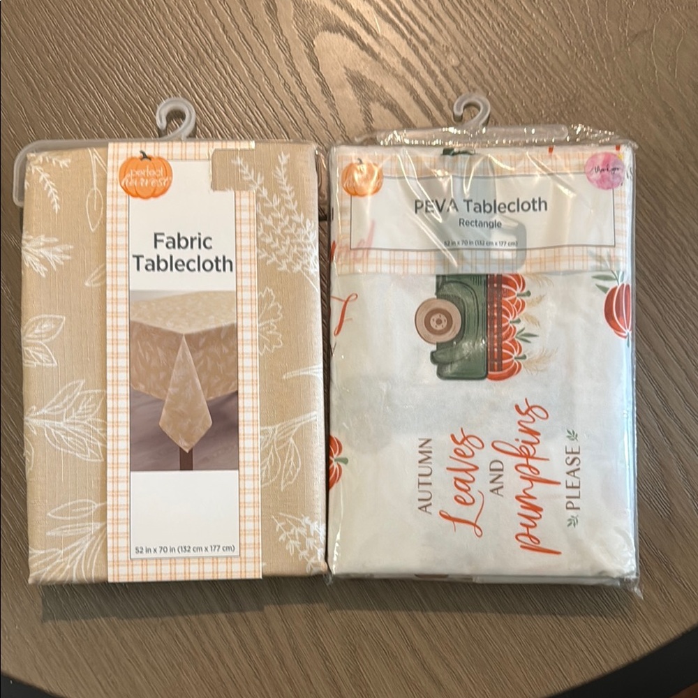 Autumn Leaves and Pumpkins Tablecloth - Cream and Orange